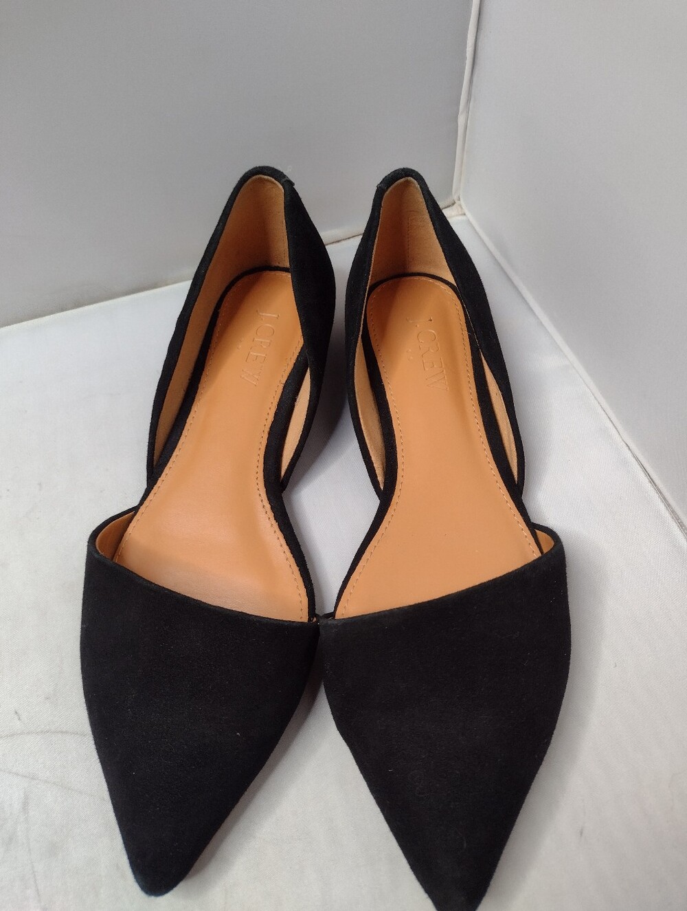 J Crew Women's Sloan d'Orsey Flats Shoes 5.5 Black Slip On Leather B4